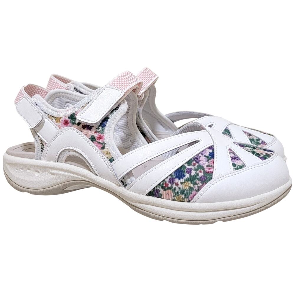 Easy Spirit Women Esplash Slingback Strappy Sport Sandal Sz US 7.5W White Floral